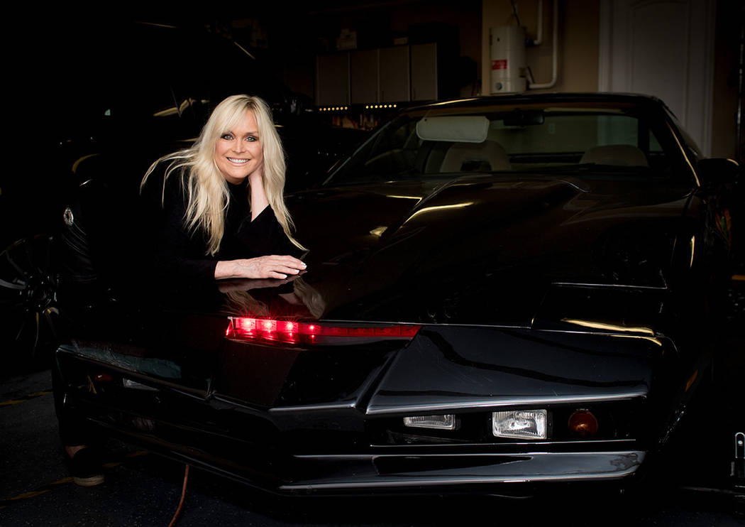 Autographed 8x10 of Catherine Hickland with KITT (from "Knight Rider")