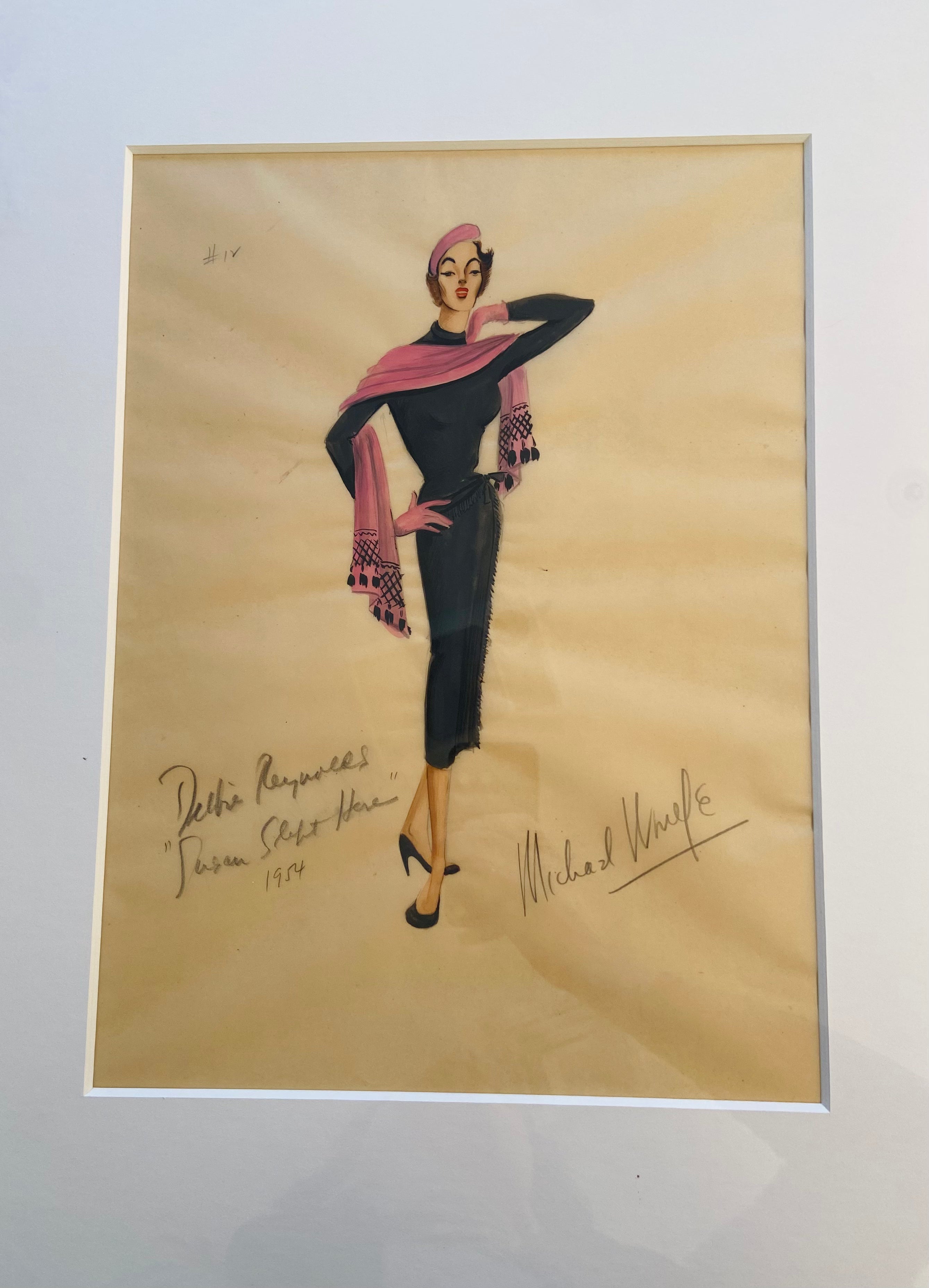 Debbie Reynolds Costume Sketch from Susan Slept Here
