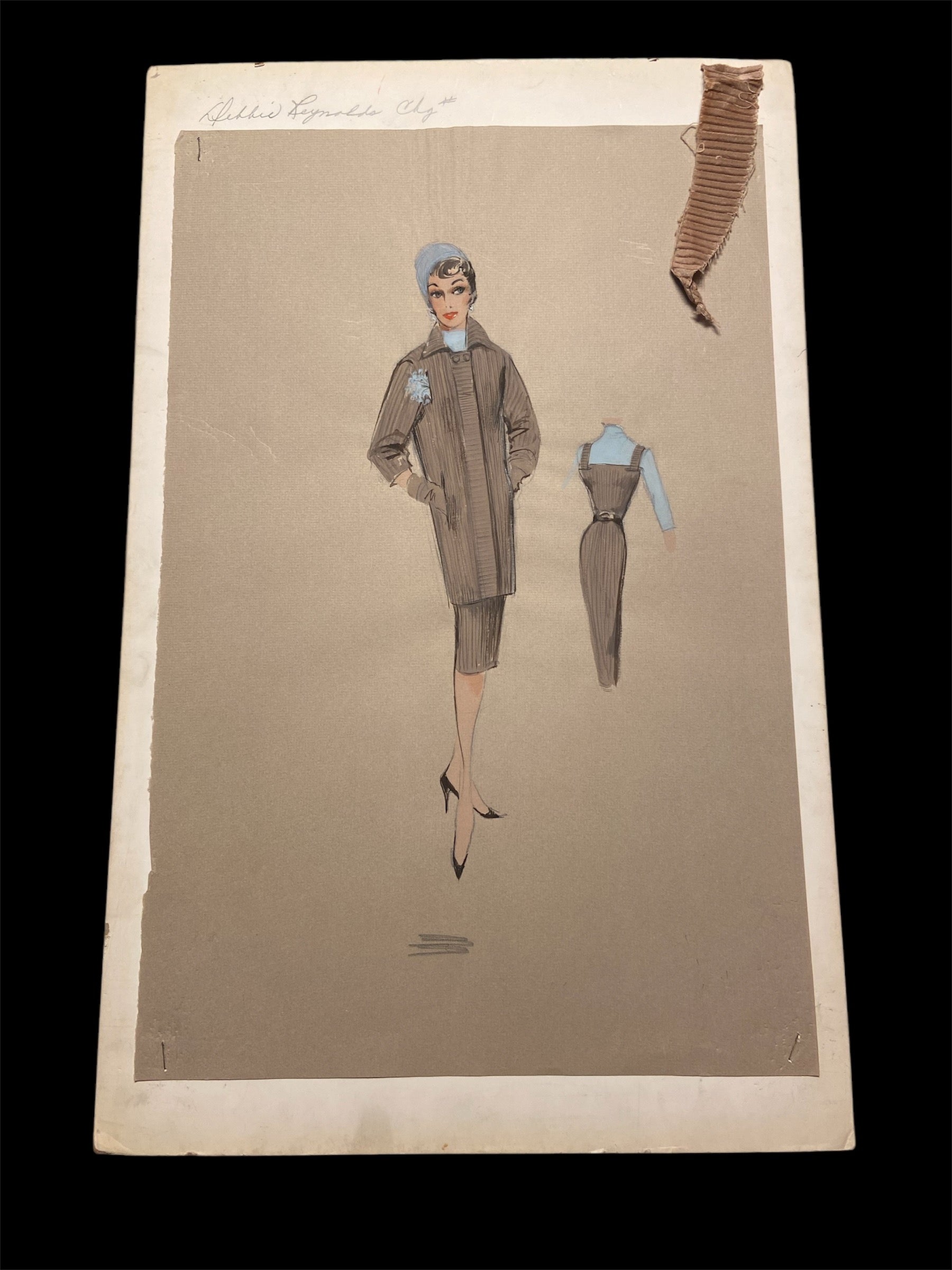 Debbie Reynolds Helen Rose Costume Sketch For "It Started With A Kiss"