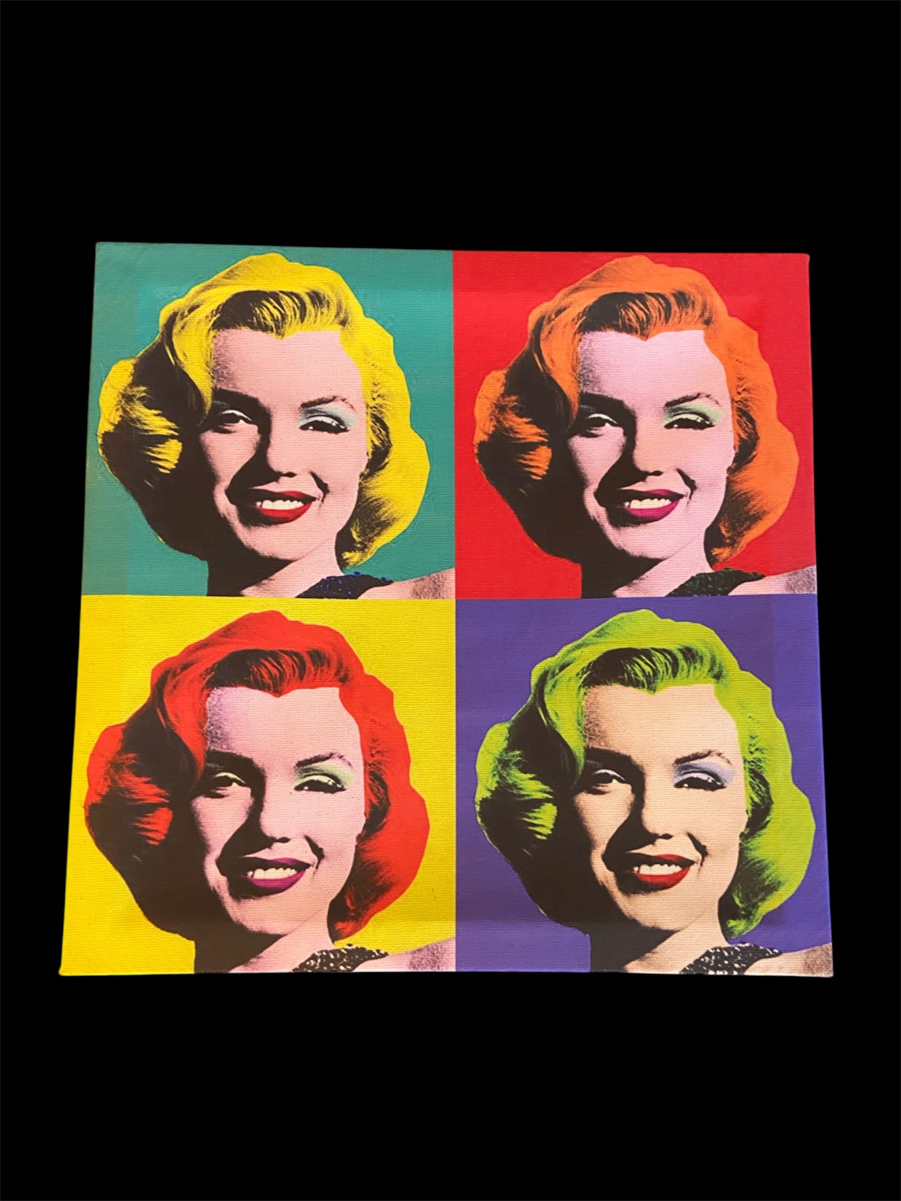 ANDY WARHOL INSPIRED 4-SHOT MARILYN MONROE COLOR CANVAS PRINT