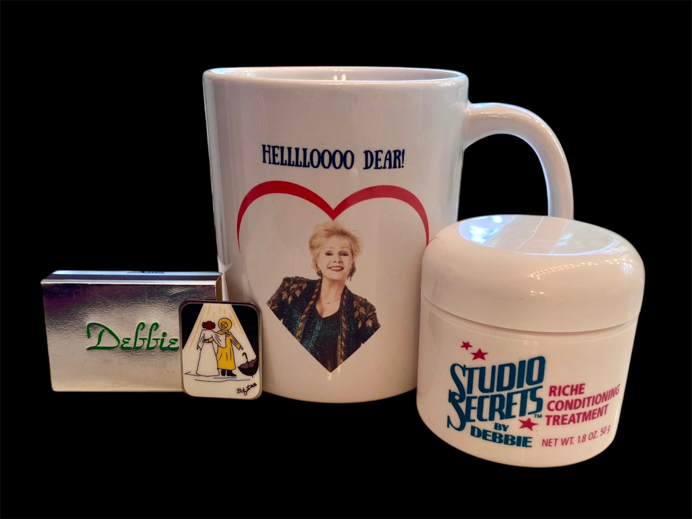 GOOD MORNING COFFEE MUG/DEBBIE CREAM/MEMORIAL PIN (plus Free Shipping! Only 1 Still Available)