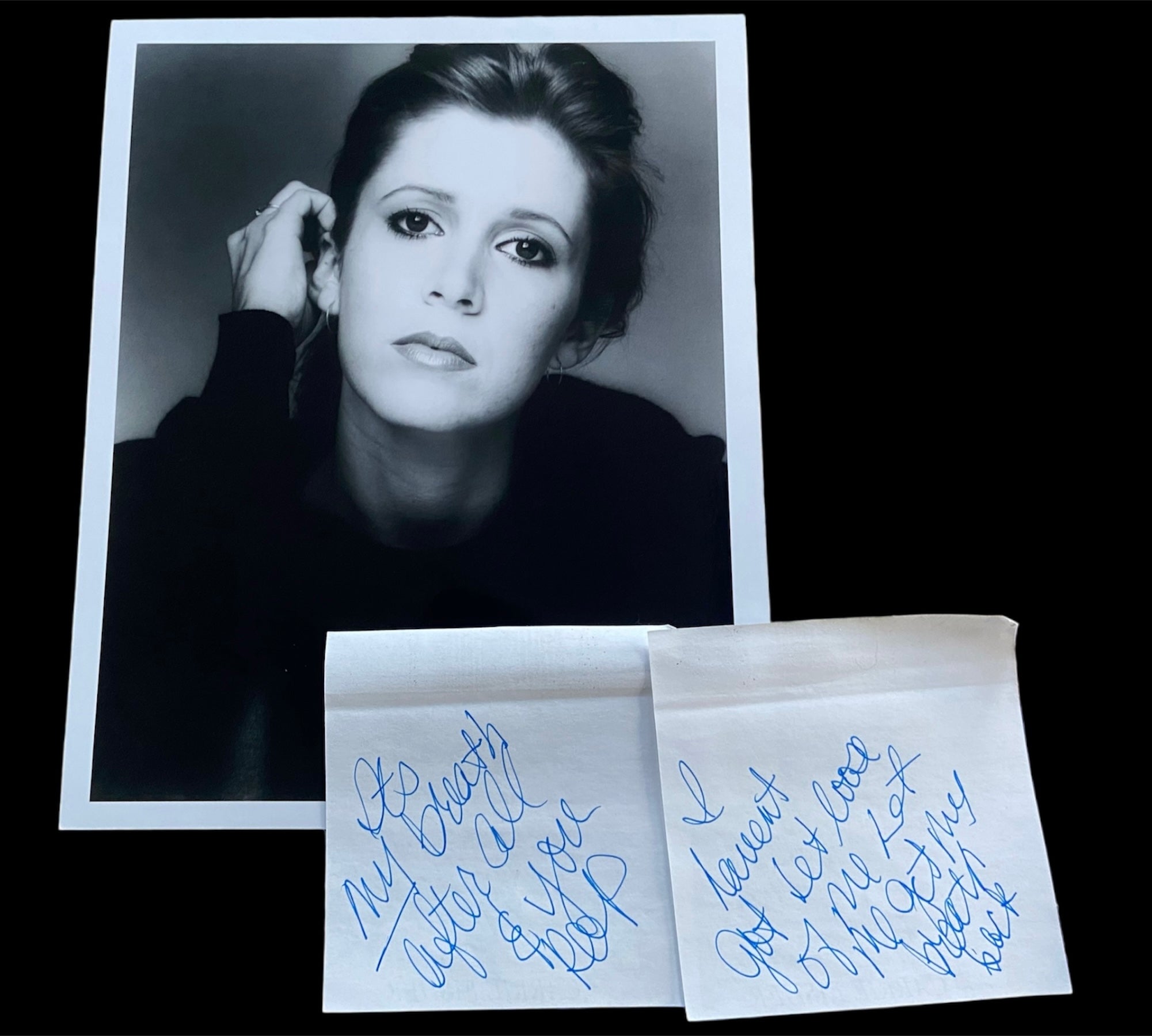 Carrie Fisher Personal Writing on Notepads ("Breath" Note)
