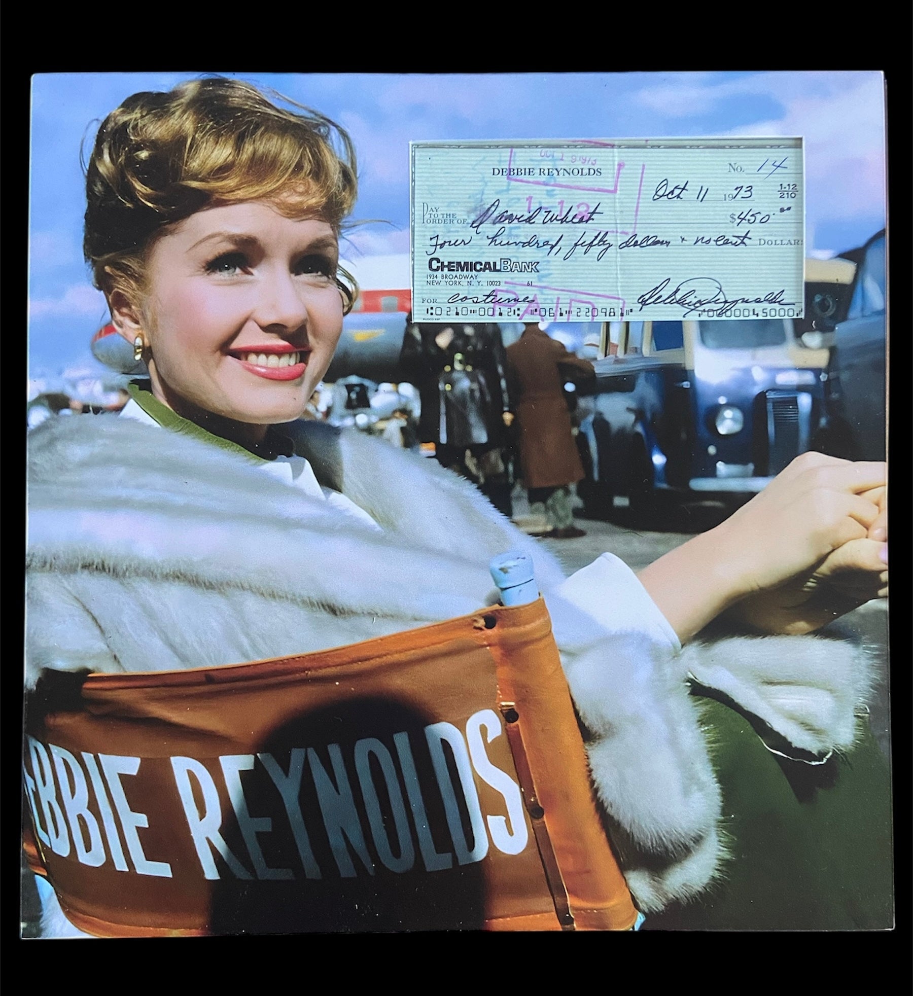 Debbie Reynolds Signed Check with Matted Frame (1973 check to David Wheat)